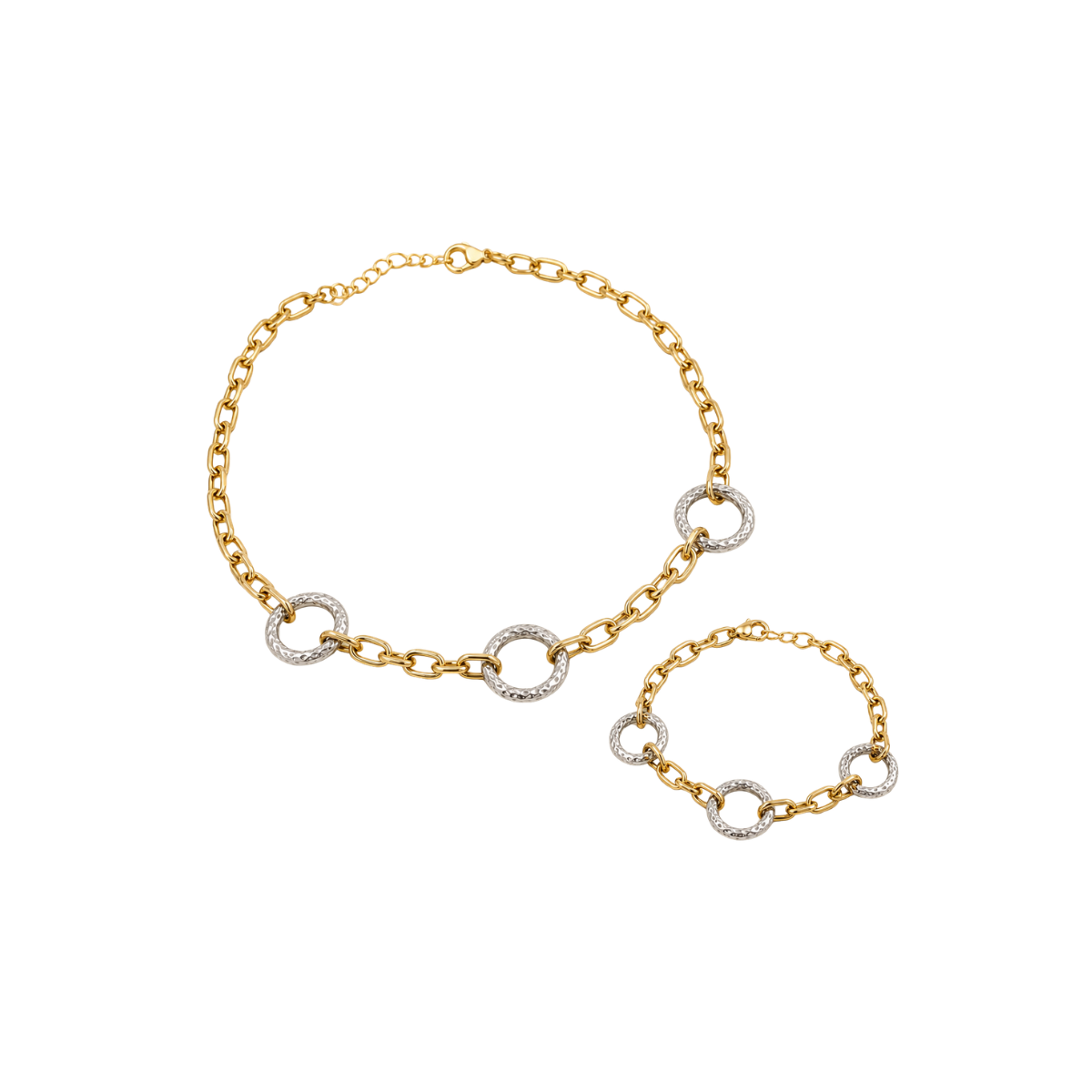 Conjunto collar y pulsera martillado – Dorado
