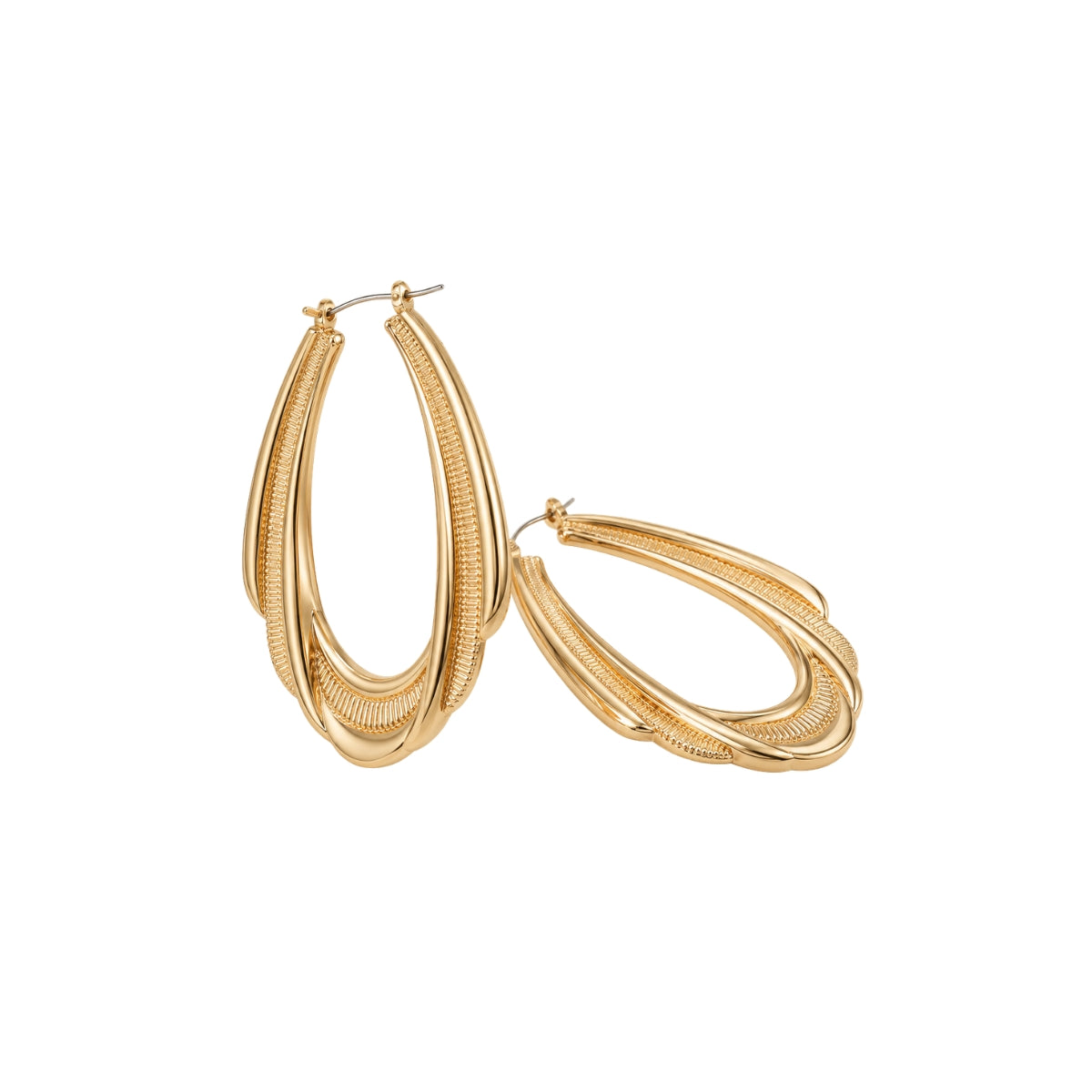 Aros geométricos martillados – Cobre dorado