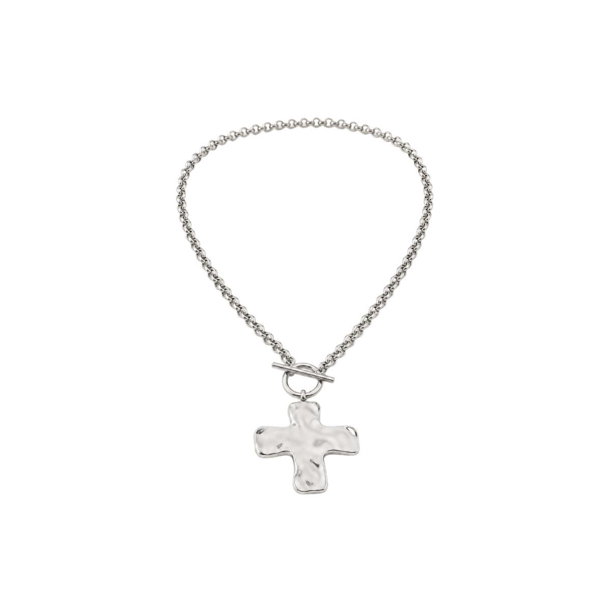 Collar colgante cruz pulida plata