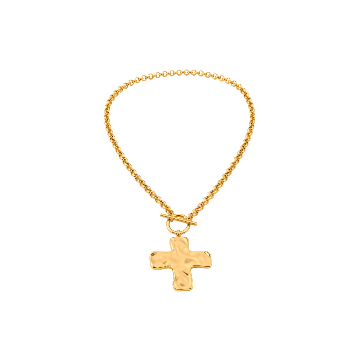 Collar colgante cruz pulida dorada