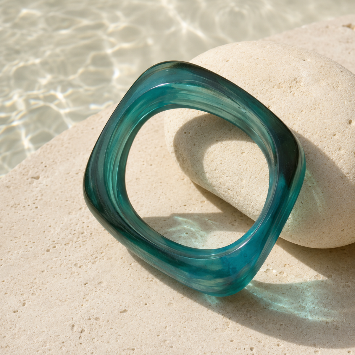 Pulsera rígida textura geométrica – Azul