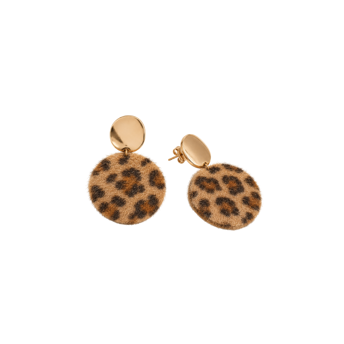 Aros colgantes redondos estampado leopardo