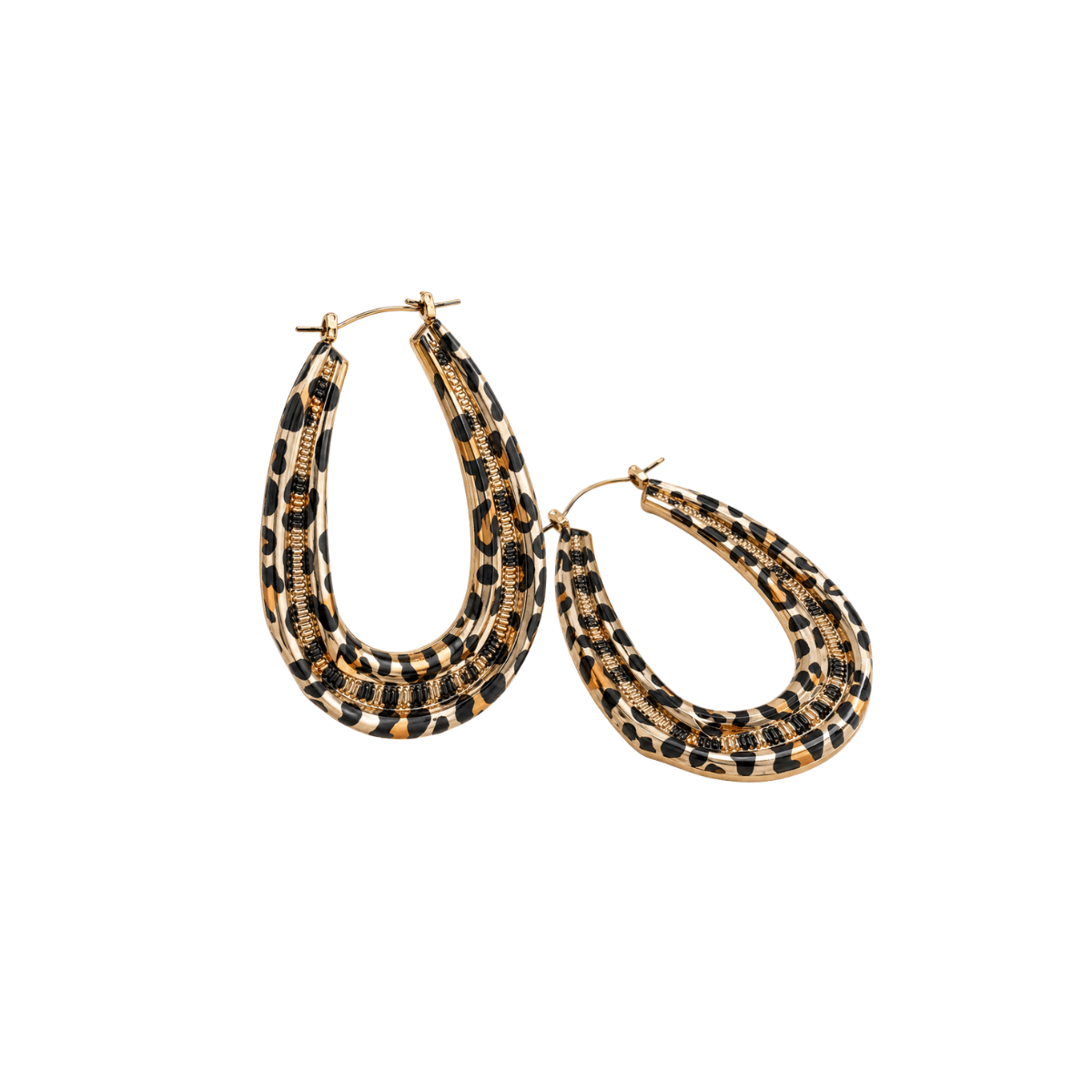 Aros geométricos martillados – Cobre leopardo